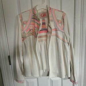 Gianni Bini Women's Cream Blazer with neon accents. Size medium.